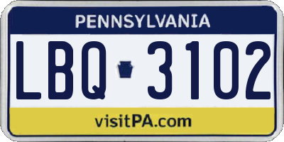 PA license plate LBQ3102