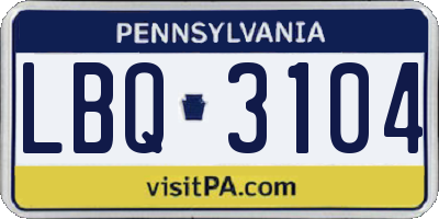 PA license plate LBQ3104