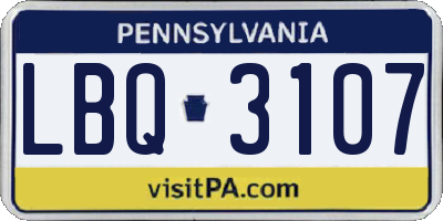 PA license plate LBQ3107
