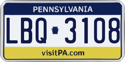 PA license plate LBQ3108