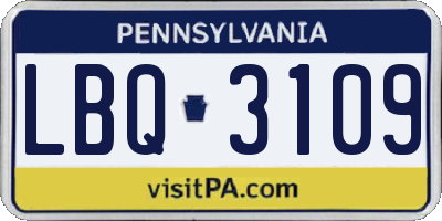 PA license plate LBQ3109