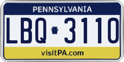 PA license plate LBQ3110