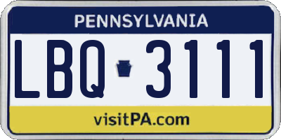 PA license plate LBQ3111