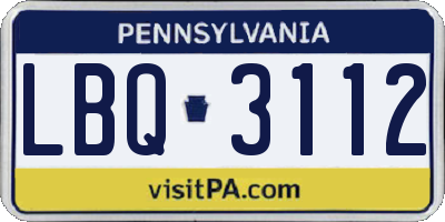 PA license plate LBQ3112