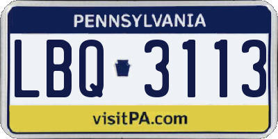 PA license plate LBQ3113