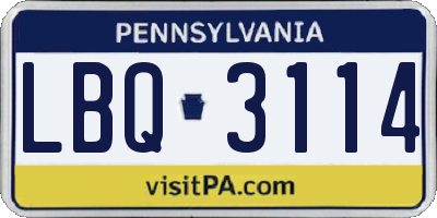 PA license plate LBQ3114