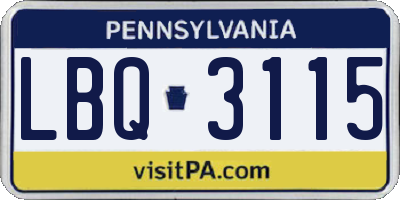 PA license plate LBQ3115