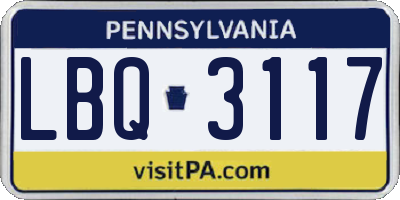 PA license plate LBQ3117