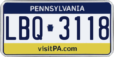 PA license plate LBQ3118