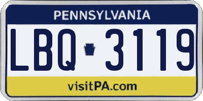 PA license plate LBQ3119
