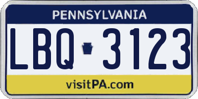 PA license plate LBQ3123