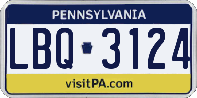 PA license plate LBQ3124