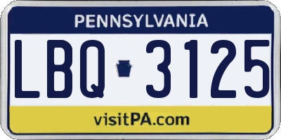 PA license plate LBQ3125