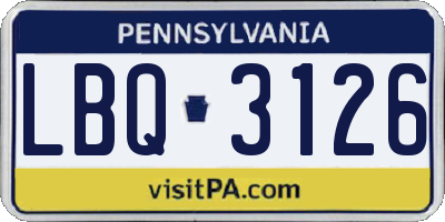 PA license plate LBQ3126