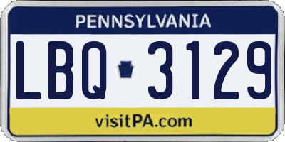 PA license plate LBQ3129