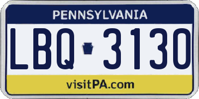 PA license plate LBQ3130
