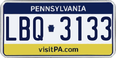 PA license plate LBQ3133