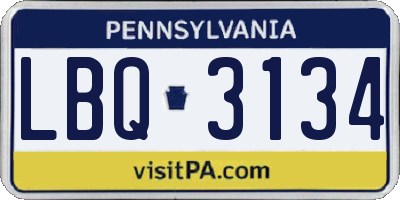 PA license plate LBQ3134
