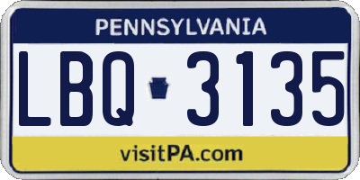 PA license plate LBQ3135