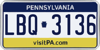 PA license plate LBQ3136