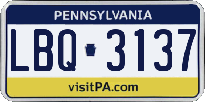PA license plate LBQ3137
