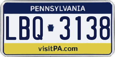 PA license plate LBQ3138