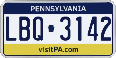 PA license plate LBQ3142