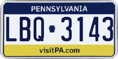 PA license plate LBQ3143