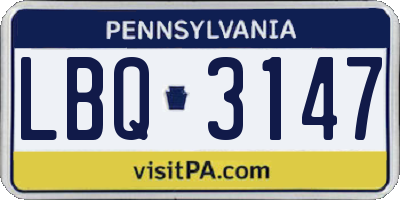 PA license plate LBQ3147