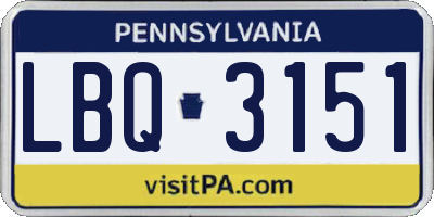 PA license plate LBQ3151
