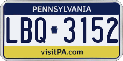 PA license plate LBQ3152