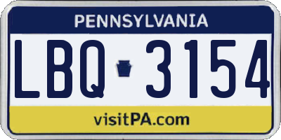 PA license plate LBQ3154