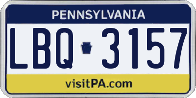PA license plate LBQ3157
