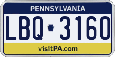 PA license plate LBQ3160