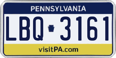 PA license plate LBQ3161