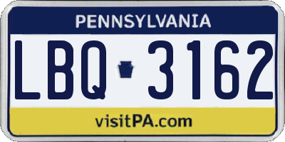 PA license plate LBQ3162