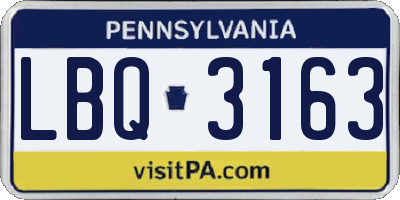 PA license plate LBQ3163