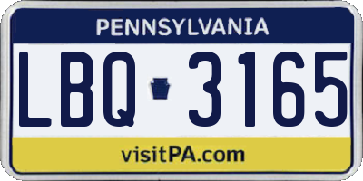 PA license plate LBQ3165