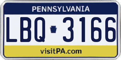 PA license plate LBQ3166