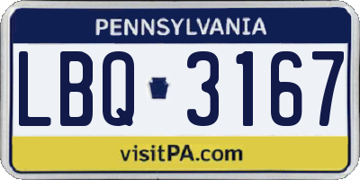 PA license plate LBQ3167