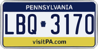 PA license plate LBQ3170