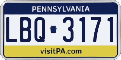 PA license plate LBQ3171