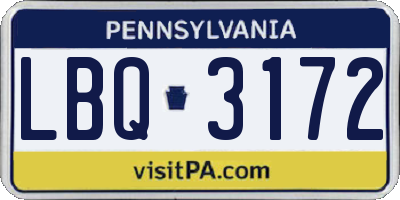 PA license plate LBQ3172