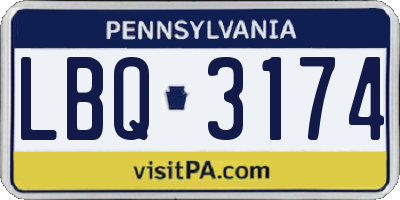PA license plate LBQ3174