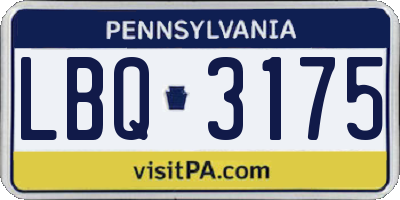 PA license plate LBQ3175