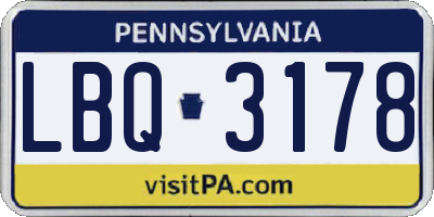 PA license plate LBQ3178
