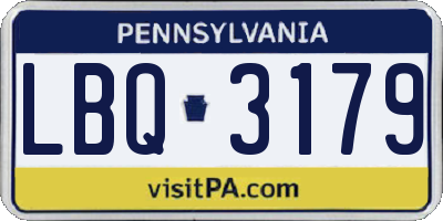 PA license plate LBQ3179
