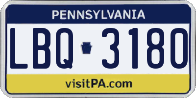 PA license plate LBQ3180