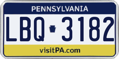 PA license plate LBQ3182
