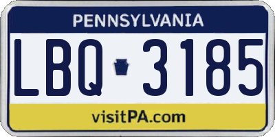 PA license plate LBQ3185